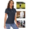 imageMAGCOMSEN Womens Polo Shirts Short Sleeve Quick Dry Golf TShirts Collared Golf Tops for Work Casual 4 ButtonsBlack