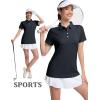 imageMAGCOMSEN Womens Polo Shirts Short Sleeve Quick Dry Golf TShirts Collared Golf Tops for Work Casual 4 ButtonsBlack