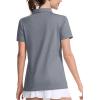 imageMAGCOMSEN Womens Polo Shirts Short Sleeve Quick Dry Golf TShirts Collared Golf Tops for Work Casual 4 ButtonsDark Grey