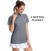 imageMAGCOMSEN Womens Polo Shirts Short Sleeve Quick Dry Golf TShirts Collared Golf Tops for Work Casual 4 ButtonsDark Grey