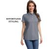imageMAGCOMSEN Womens Polo Shirts Short Sleeve Quick Dry Golf TShirts Collared Golf Tops for Work Casual 4 ButtonsDark Grey