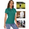 imageMAGCOMSEN Womens Polo Shirts Short Sleeve Quick Dry Golf TShirts Collared Golf Tops for Work Casual 4 ButtonsEmerald Green