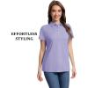 imageMAGCOMSEN Womens Polo Shirts Short Sleeve Quick Dry Golf TShirts Collared Golf Tops for Work Casual 4 ButtonsLight Purple