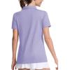 imageMAGCOMSEN Womens Polo Shirts Short Sleeve Quick Dry Golf TShirts Collared Golf Tops for Work Casual 4 ButtonsLight Purple