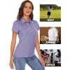 imageMAGCOMSEN Womens Polo Shirts Short Sleeve Quick Dry Golf TShirts Collared Golf Tops for Work Casual 4 ButtonsLight Purple