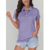 imageMAGCOMSEN Womens Polo Shirts Short Sleeve Quick Dry Golf TShirts Collared Golf Tops for Work Casual 4 ButtonsLight Purple