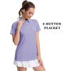 imageMAGCOMSEN Womens Polo Shirts Short Sleeve Quick Dry Golf TShirts Collared Golf Tops for Work Casual 4 ButtonsLight Purple
