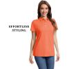 imageMAGCOMSEN Womens Polo Shirts Short Sleeve Quick Dry Golf TShirts Collared Golf Tops for Work Casual 4 ButtonsOrange