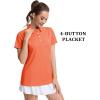 imageMAGCOMSEN Womens Polo Shirts Short Sleeve Quick Dry Golf TShirts Collared Golf Tops for Work Casual 4 ButtonsOrange