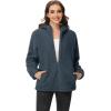 imageMAGCOMSEN Womens Sherpa Jacket Zip Up Hoodie Fuzzy Teddy Coat with Zipper Pockets Lightweight Fleece Lined Warm Winter CoatDark Grey
