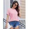 imageMAGCOMSEN Womens Short Sleeve T Shirts Cotton Summer UPF 50 Crew Neck Casual Tops Trendy Solid Color Basic TeesLight Pink