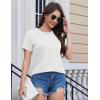 imageMAGCOMSEN Womens Short Sleeve T Shirts Cotton Summer UPF 50 Crew Neck Casual Tops Trendy Solid Color Basic TeesWhite