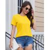 imageMAGCOMSEN Womens Short Sleeve T Shirts Cotton Summer UPF 50 Crew Neck Casual Tops Trendy Solid Color Basic TeesYellow
