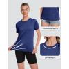 imageMAGCOMSEN Womens Short Sleeve T Shirts UPF 50 Sun Protection Quick Dry Athletic Running Workout Tee TopsDark Blue