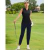 imageMAGCOMSEN Womens Sleeveless Golf Polo Shirts Collared Tank Tops UPF 50 VNeck Quick Dry Workout Athletic Tennis TopsBlack