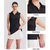imageMAGCOMSEN Womens Sleeveless Golf Polo Shirts Collared Tank Tops UPF 50 VNeck Quick Dry Workout Athletic Tennis TopsBlack