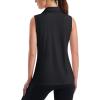 imageMAGCOMSEN Womens Sleeveless Golf Polo Shirts Collared Tank Tops UPF 50 VNeck Quick Dry Workout Athletic Tennis TopsBlack