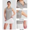 imageMAGCOMSEN Womens Sleeveless Golf Polo Shirts Collared Tank Tops UPF 50 VNeck Quick Dry Workout Athletic Tennis TopsBright Gray