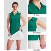 imageMAGCOMSEN Womens Sleeveless Golf Polo Shirts Collared Tank Tops UPF 50 VNeck Quick Dry Workout Athletic Tennis TopsEmerald Green