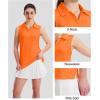 imageMAGCOMSEN Womens Sleeveless Golf Polo Shirts Collared Tank Tops UPF 50 VNeck Quick Dry Workout Athletic Tennis TopsFlorange