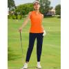 imageMAGCOMSEN Womens Sleeveless Golf Polo Shirts Collared Tank Tops UPF 50 VNeck Quick Dry Workout Athletic Tennis TopsFlorange