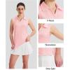 imageMAGCOMSEN Womens Sleeveless Golf Polo Shirts Collared Tank Tops UPF 50 VNeck Quick Dry Workout Athletic Tennis TopsLight Pink