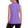imageMAGCOMSEN Womens Sleeveless Golf Polo Shirts Collared Tank Tops UPF 50 VNeck Quick Dry Workout Athletic Tennis TopsLight Purple