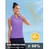 imageMAGCOMSEN Womens Sleeveless Golf Polo Shirts Collared Tank Tops UPF 50 VNeck Quick Dry Workout Athletic Tennis TopsLight Purple