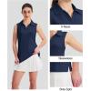 imageMAGCOMSEN Womens Sleeveless Golf Polo Shirts Collared Tank Tops UPF 50 VNeck Quick Dry Workout Athletic Tennis TopsNavy