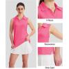 imageMAGCOMSEN Womens Sleeveless Golf Polo Shirts Collared Tank Tops UPF 50 VNeck Quick Dry Workout Athletic Tennis TopsRose Red