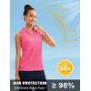 imageMAGCOMSEN Womens Sleeveless Golf Polo Shirts Collared Tank Tops UPF 50 VNeck Quick Dry Workout Athletic Tennis TopsRose Red