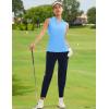 imageMAGCOMSEN Womens Sleeveless Golf Polo Shirts Collared Tank Tops UPF 50 VNeck Quick Dry Workout Athletic Tennis TopsWaterfall Blue