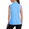 imageMAGCOMSEN Womens Sleeveless Golf Polo Shirts Collared Tank Tops UPF 50 VNeck Quick Dry Workout Athletic Tennis TopsWaterfall Blue