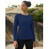 imageMAGCOMSEN Womens Thermal Shirts Fleece Pullover Long Sleeve Undershirt Tops Warm Workout Winter Base LayerNavy Blue