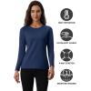 imageMAGCOMSEN Womens Thermal Shirts Fleece Pullover Long Sleeve Undershirt Tops Warm Workout Winter Base LayerNavy Blue