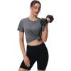 imageMAGCOMSEN Womens Tops Short Sleeve Workout Shirts UPF 50 Quick Dry Athletic Running Swim Rash GuardGrey