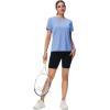 imageMAGCOMSEN Womens Tops Short Sleeve Workout Shirts UPF 50 Quick Dry Athletic Running Swim Rash GuardLight Blue