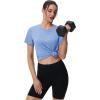 imageMAGCOMSEN Womens Tops Short Sleeve Workout Shirts UPF 50 Quick Dry Athletic Running Swim Rash GuardLight Blue