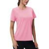 imageMAGCOMSEN Womens Tops Short Sleeve Workout Shirts UPF 50 Quick Dry Athletic Running Swim Rash GuardPink
