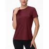 imageMAGCOMSEN Womens Tops Short Sleeve Workout Shirts UPF 50 Quick Dry Athletic Running Swim Rash GuardWine Red