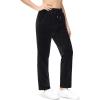 imageMAGCOMSEN Womens Velour Pants Soft Velvet Straight Leg Sweatpants Elastic Waist Warm Lounge Pant with PocketsBlack