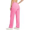 imageMAGCOMSEN Womens Velour Pants Soft Velvet Straight Leg Sweatpants Elastic Waist Warm Lounge Pant with PocketsFluorescent Pink