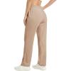 imageMAGCOMSEN Womens Velour Pants Soft Velvet Straight Leg Sweatpants Elastic Waist Warm Lounge Pant with PocketsLight Brown