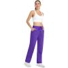 imageMAGCOMSEN Womens Velour Pants Soft Velvet Straight Leg Sweatpants Elastic Waist Warm Lounge Pant with PocketsLight Purple