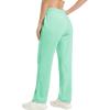 imageMAGCOMSEN Womens Velour Pants Soft Velvet Straight Leg Sweatpants Elastic Waist Warm Lounge Pant with PocketsMint Green