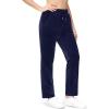 imageMAGCOMSEN Womens Velour Pants Soft Velvet Straight Leg Sweatpants Elastic Waist Warm Lounge Pant with PocketsNavy