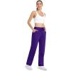imageMAGCOMSEN Womens Velour Pants Soft Velvet Straight Leg Sweatpants Elastic Waist Warm Lounge Pant with PocketsPurple