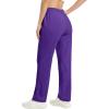 imageMAGCOMSEN Womens Velour Pants Soft Velvet Straight Leg Sweatpants Elastic Waist Warm Lounge Pant with PocketsPurple