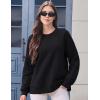 imageMAGCOMSEN Womens Winter Sweatshirts Sherpa Lined Crewneck Fleece Pullover Warm Casual Heavyweight Long Sleeve TopsBlack