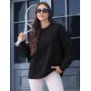 imageMAGCOMSEN Womens Winter Sweatshirts Sherpa Lined Crewneck Fleece Pullover Warm Casual Heavyweight Long Sleeve TopsBlack